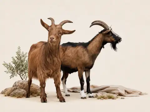 Two goats representing the Yom Kippur sacrifice imagery