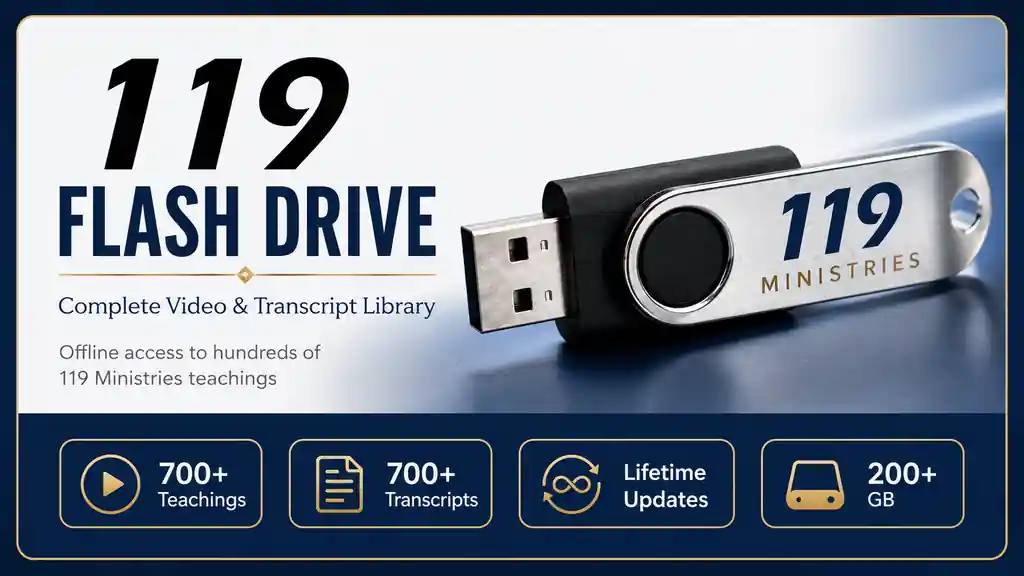 119 Flash Drive promotional graphic for the complete video and transcript library